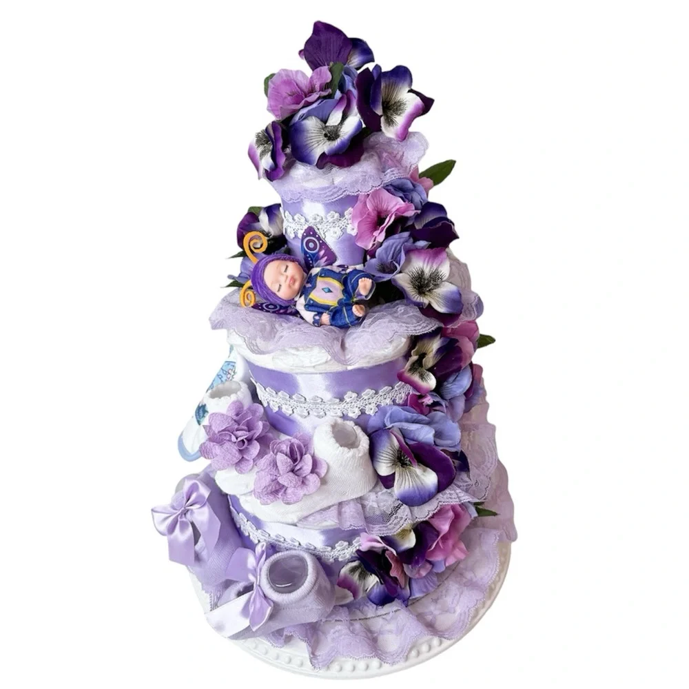 Flowers Diaper Cake, Butterfly Cake